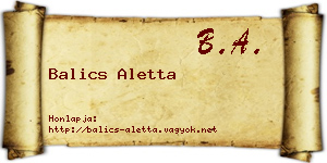Balics Aletta névjegykártya